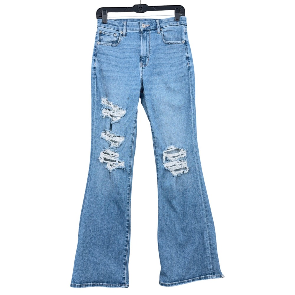 American Eagle Curvy Super High-Rise Flare Jeans Womens 8 Regular Blue Cotton